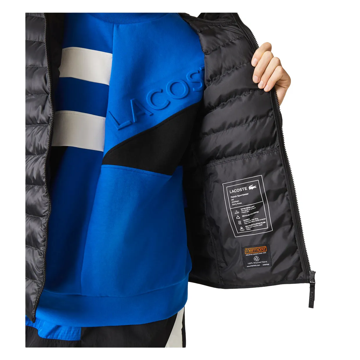 Piumino Uomo Lacoste Cappuccio Imbottito Nero