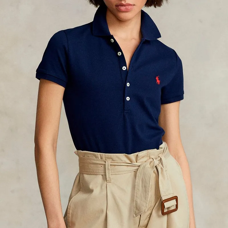 Polo slim fit stretch Newport Navy con pony 