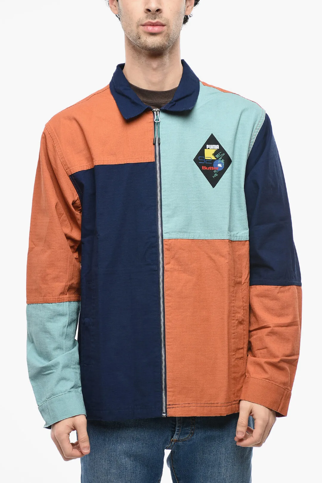 PUMA X BUTTER Overshirt in Cotone con Motivo Color Block e Zip