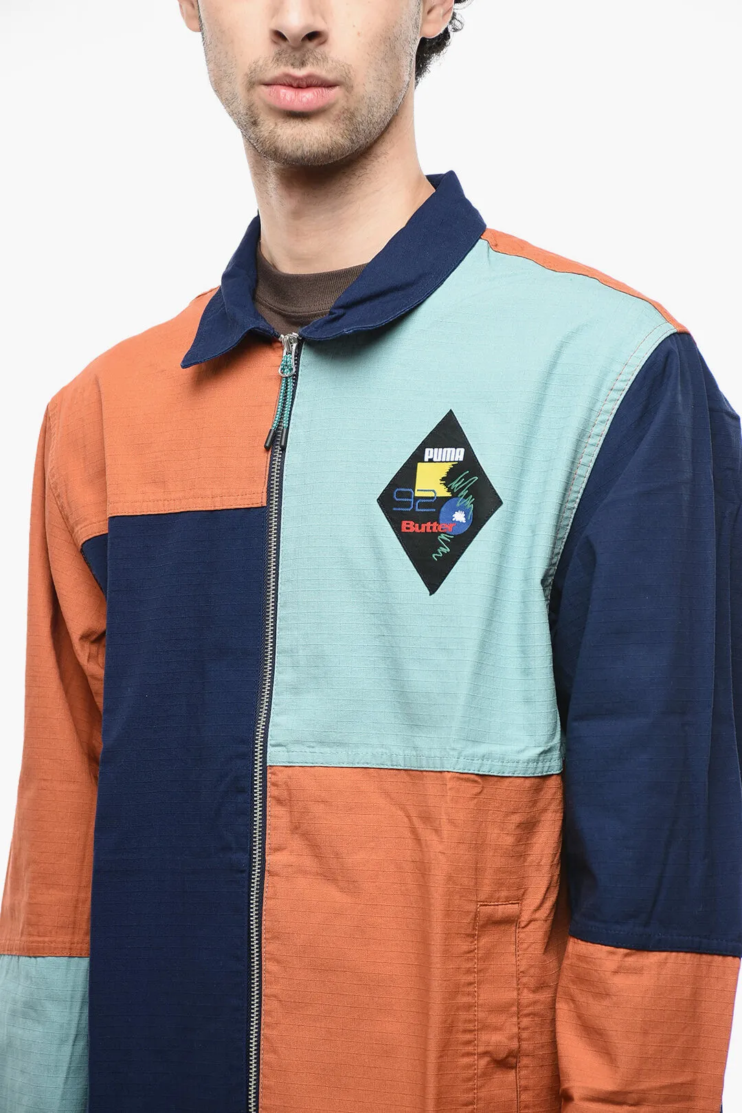 PUMA X BUTTER Overshirt in Cotone con Motivo Color Block e Zip