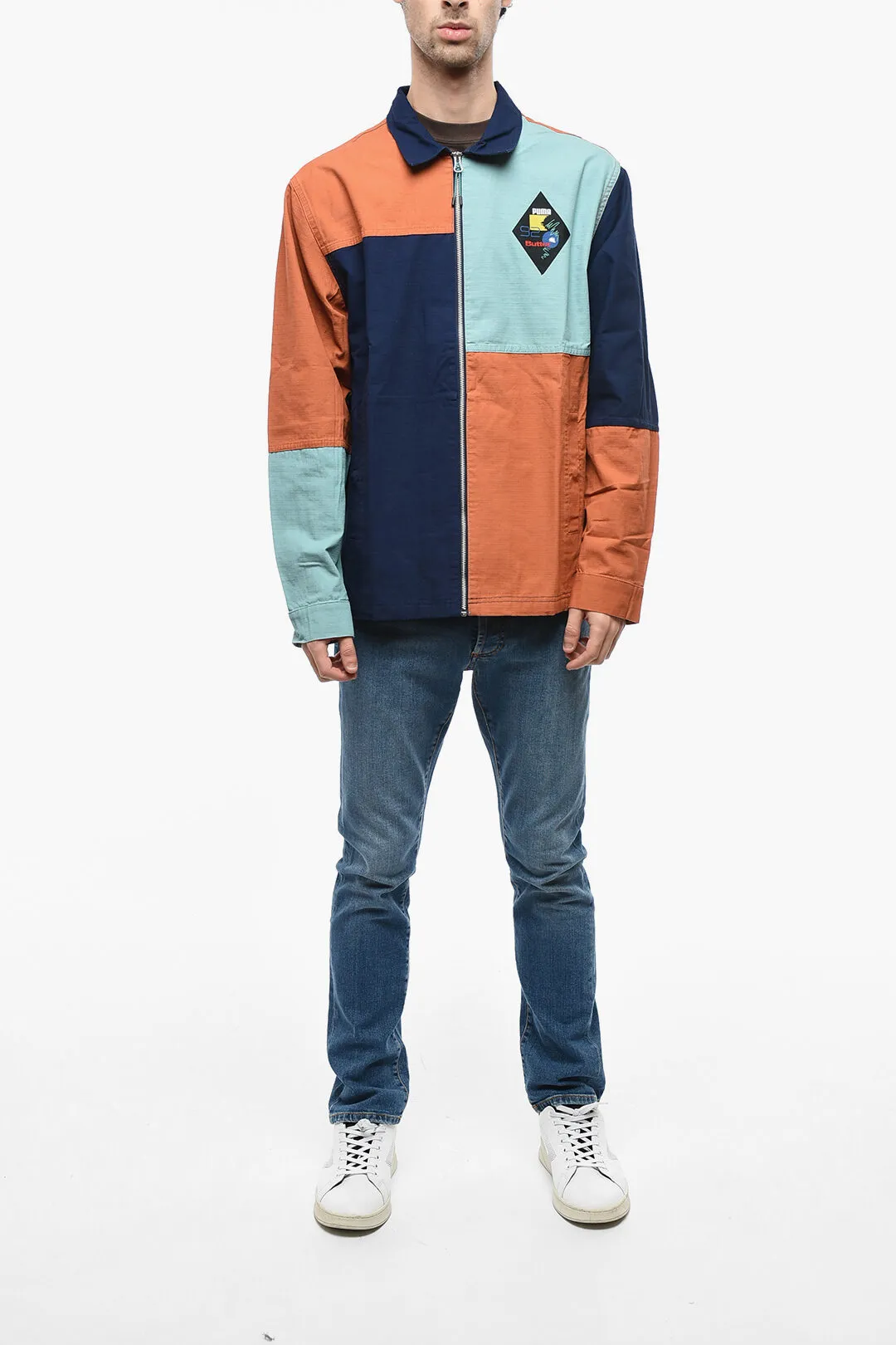 PUMA X BUTTER Overshirt in Cotone con Motivo Color Block e Zip