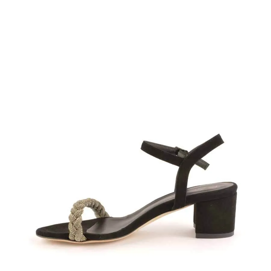 Rago collection sandalo treccia strass nero