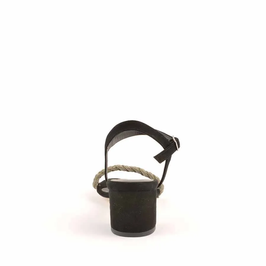 Rago collection sandalo treccia strass nero