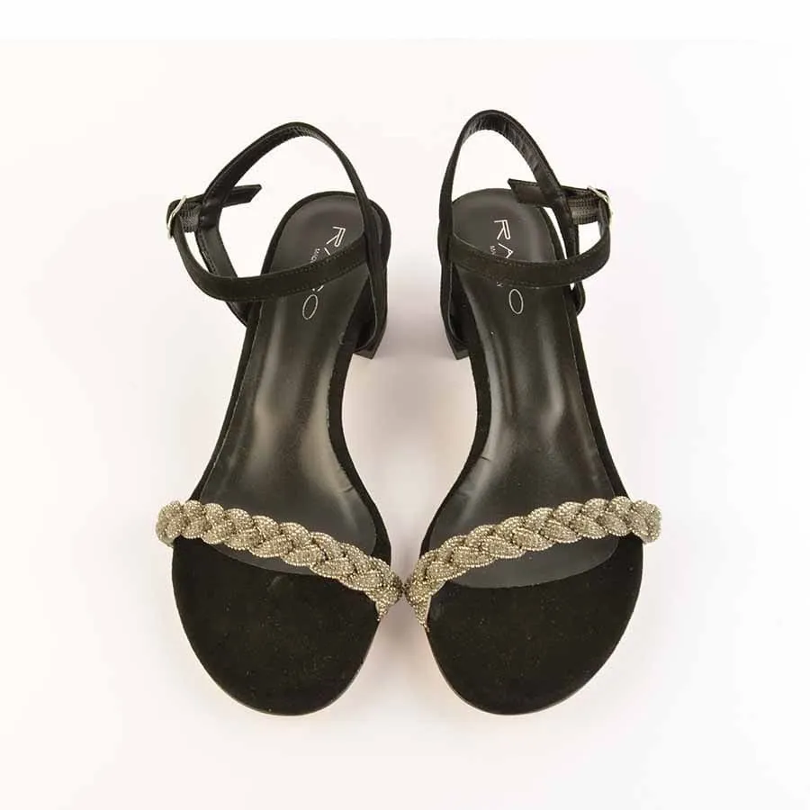Rago collection sandalo treccia strass nero