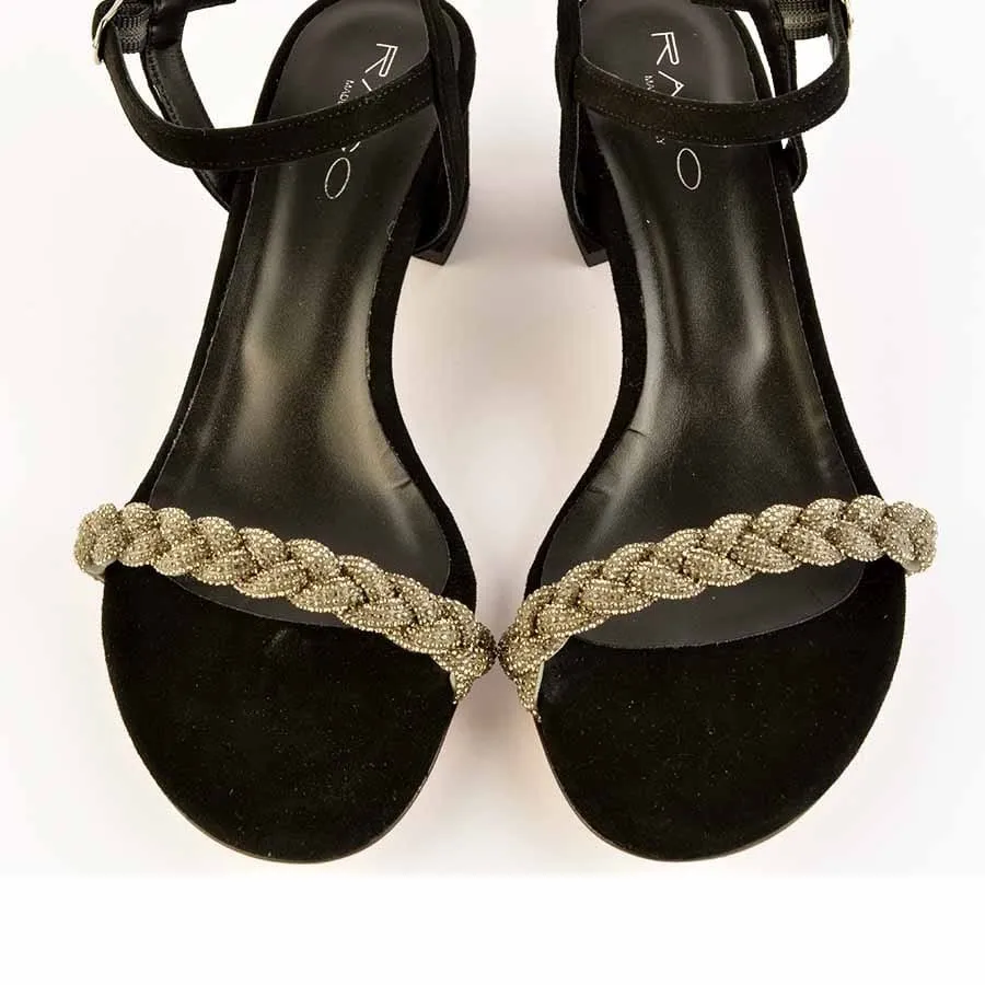 Rago collection sandalo treccia strass nero