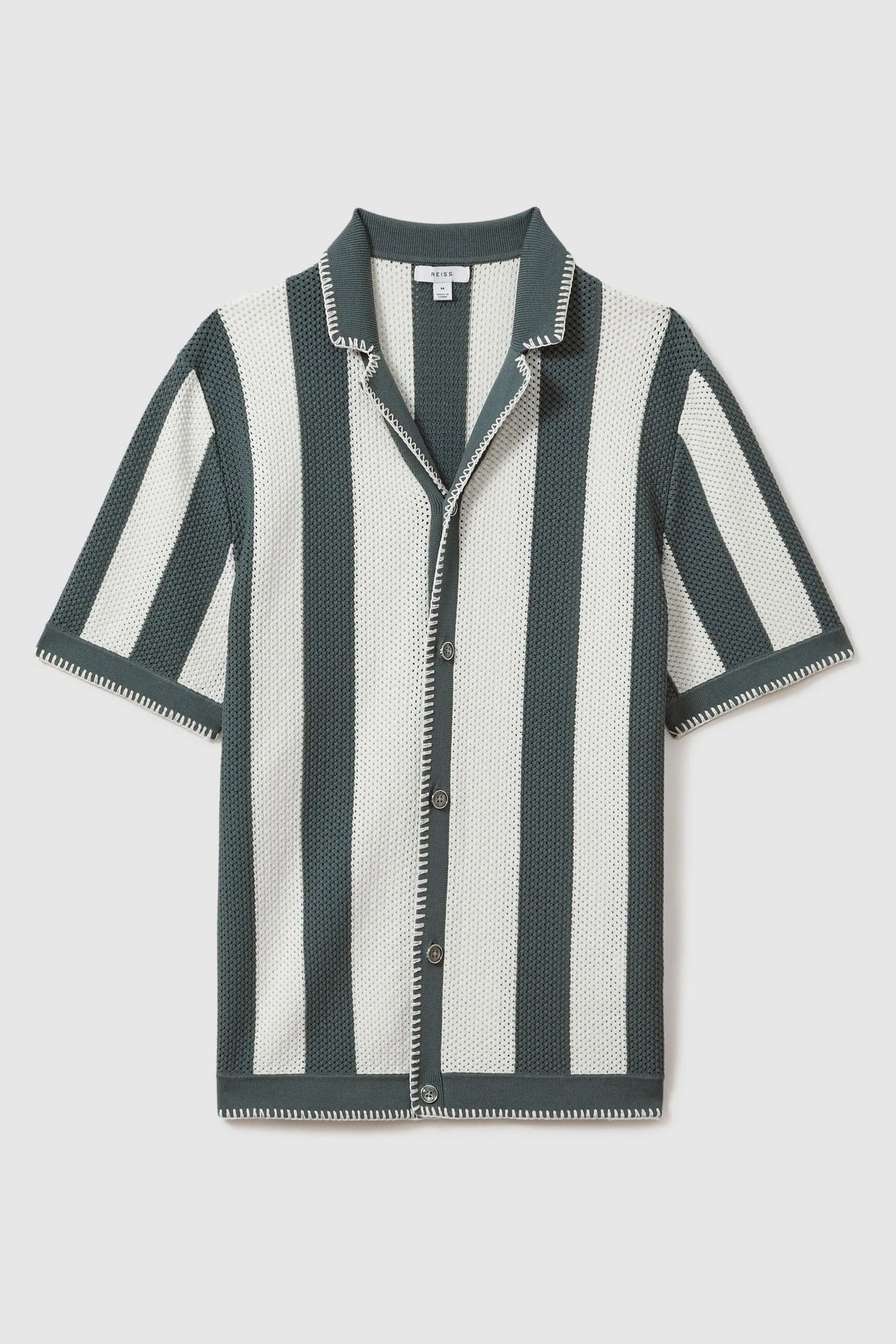 Reiss - Avorio - Camicia in maglia con colletto cubano    