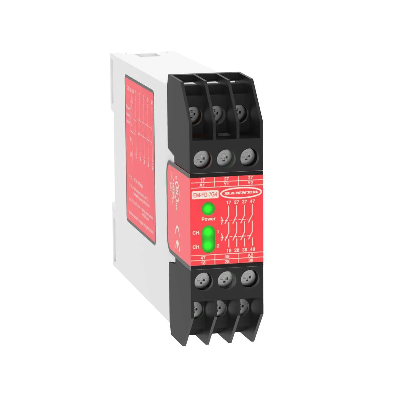 Relè di sicurezza Banner EM-FD-7G4, 24V cc, 4 canali, 2 contatti di sicurezza