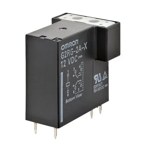 Relè monostabile Omron serie G2RG, DPST, bobina 24V cc, Montaggio su circuito stampato