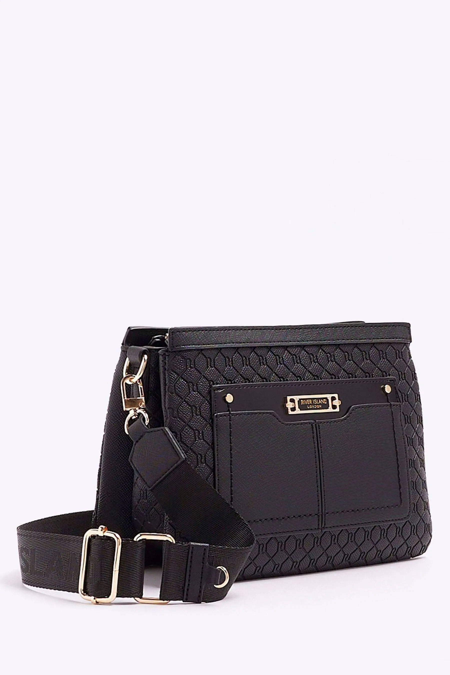 River Island - Borsa a tracolla con monogramma