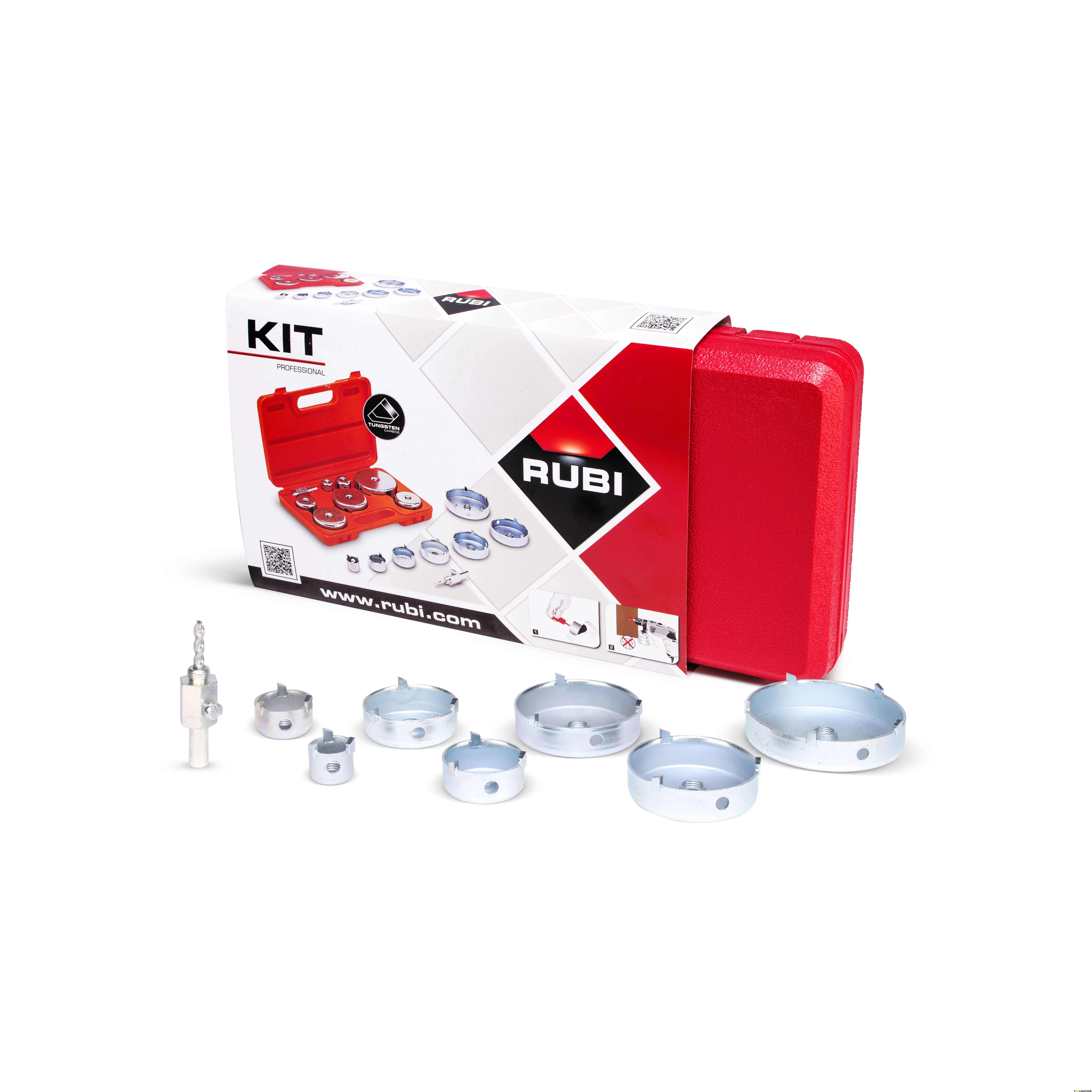 Rubi 4995 0 Set di punte in metallo duro Ã˜ 27, 35, 45, 55, 65, 70 e 85 mm in astuccio