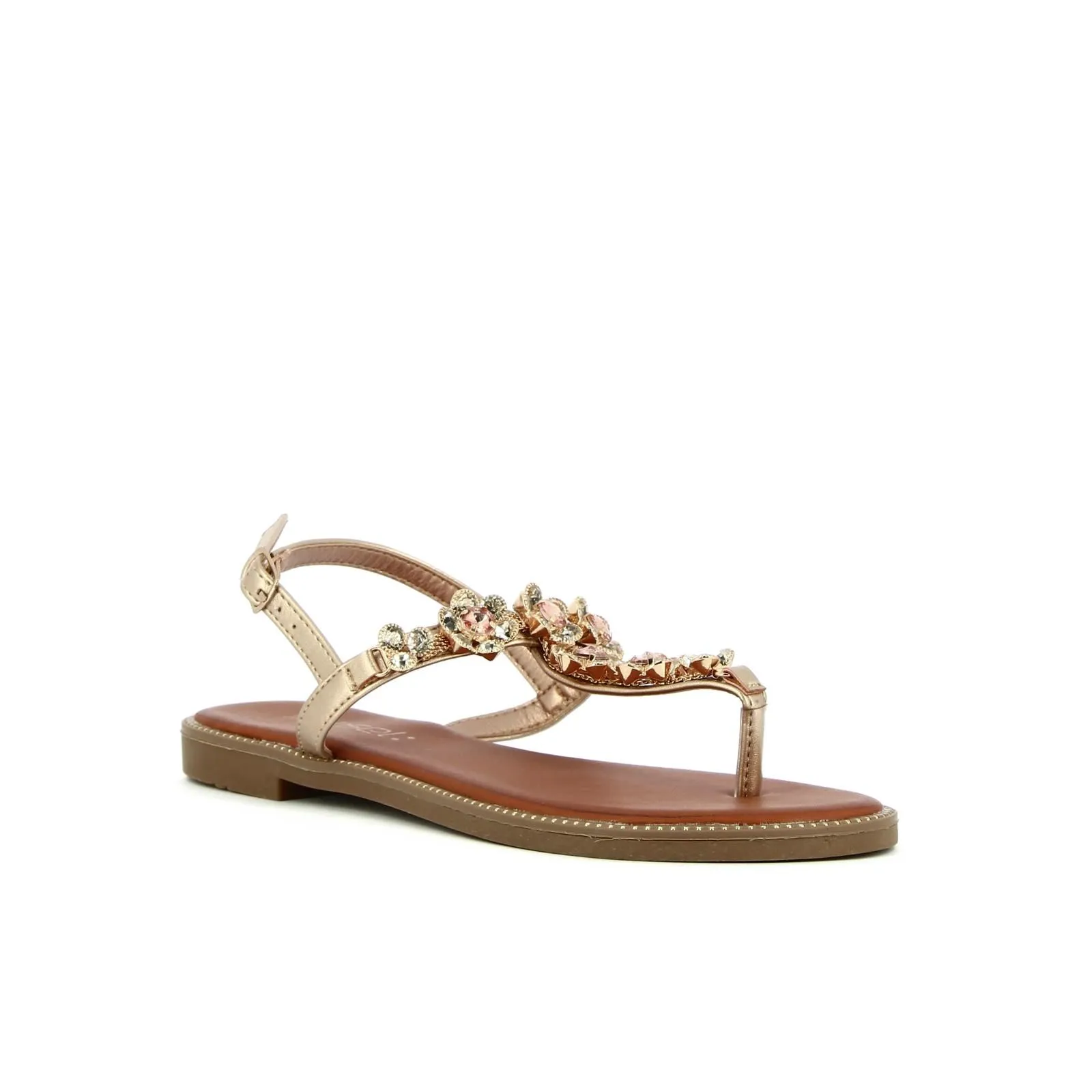 Sandali bassi infradito oro con pietre gioiello