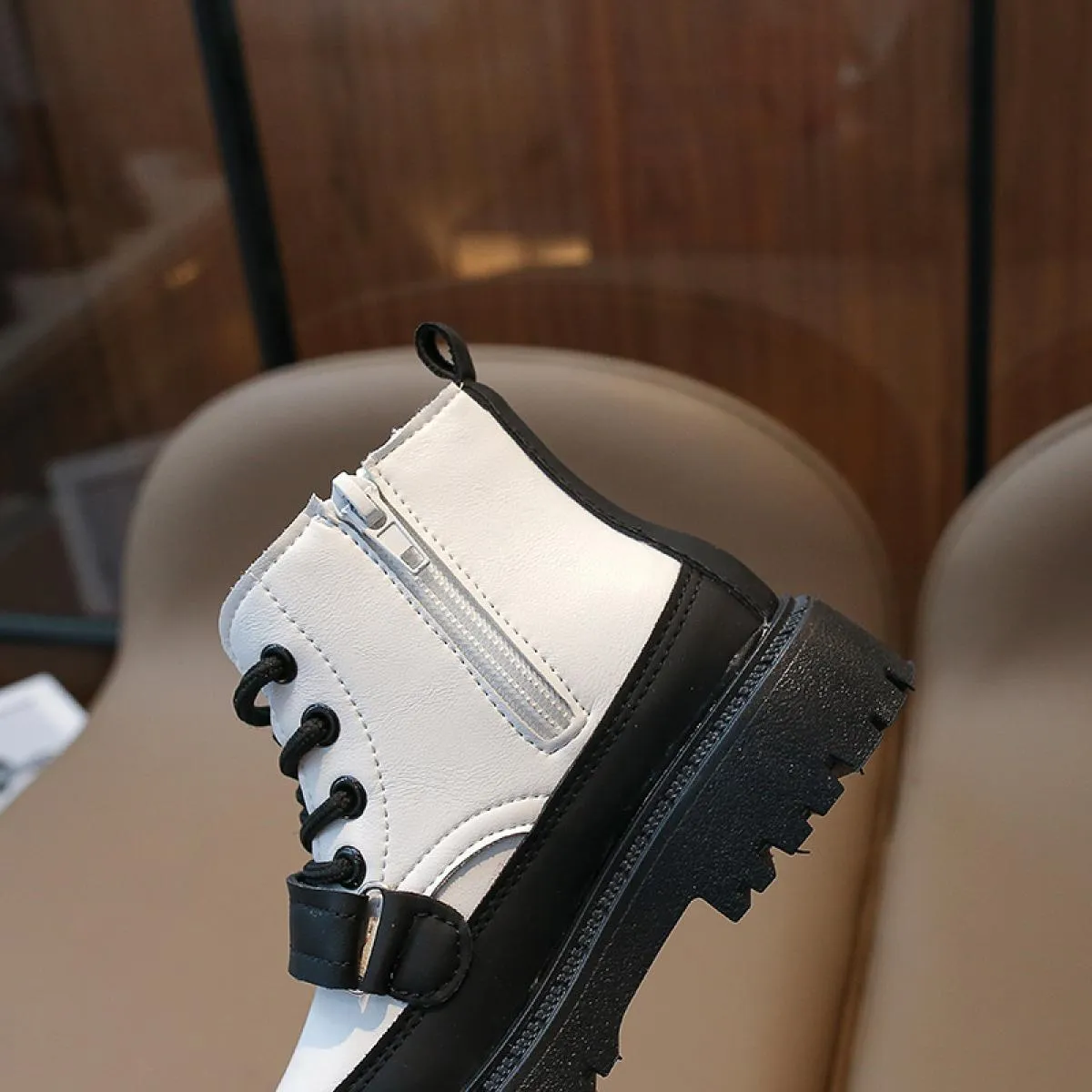 Scarpe con plateau primavera autunno Stivaletti corti da principessa Stivaletti eleganti con lacci per ragazza alla moda Stivale