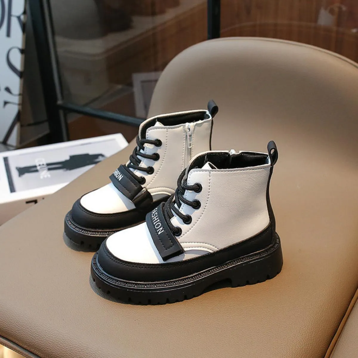 Scarpe con plateau primavera autunno Stivaletti corti da principessa Stivaletti eleganti con lacci per ragazza alla moda Stivale