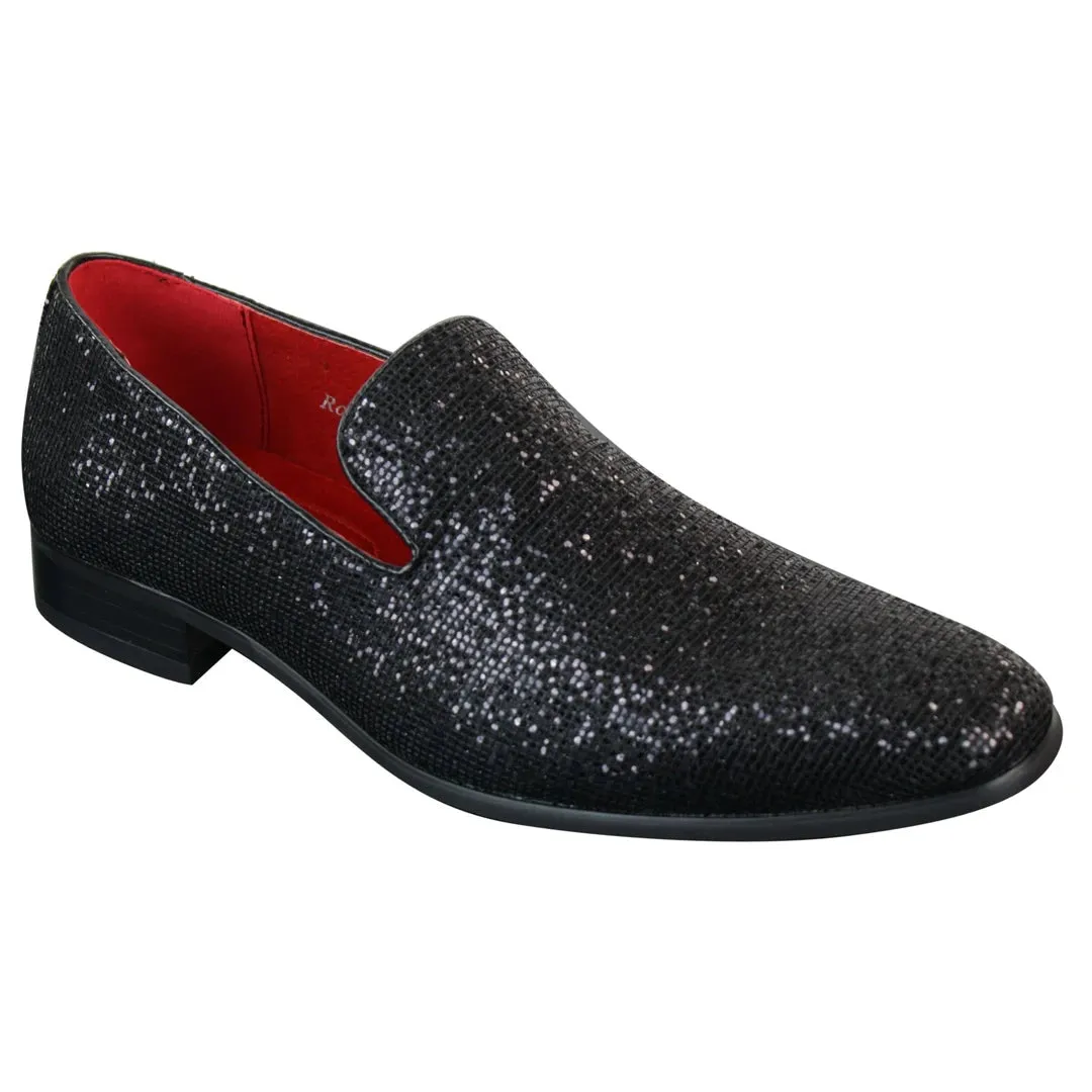 Scarpe Formali da Uomo senza Lacci in Finta Pelle PU e Glitterati