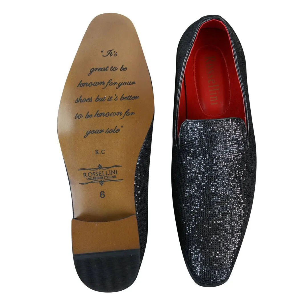 Scarpe Formali da Uomo senza Lacci in Finta Pelle PU e Glitterati