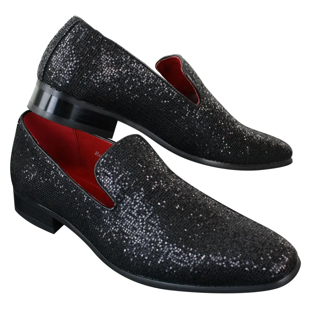 Scarpe Formali da Uomo senza Lacci in Finta Pelle PU e Glitterati