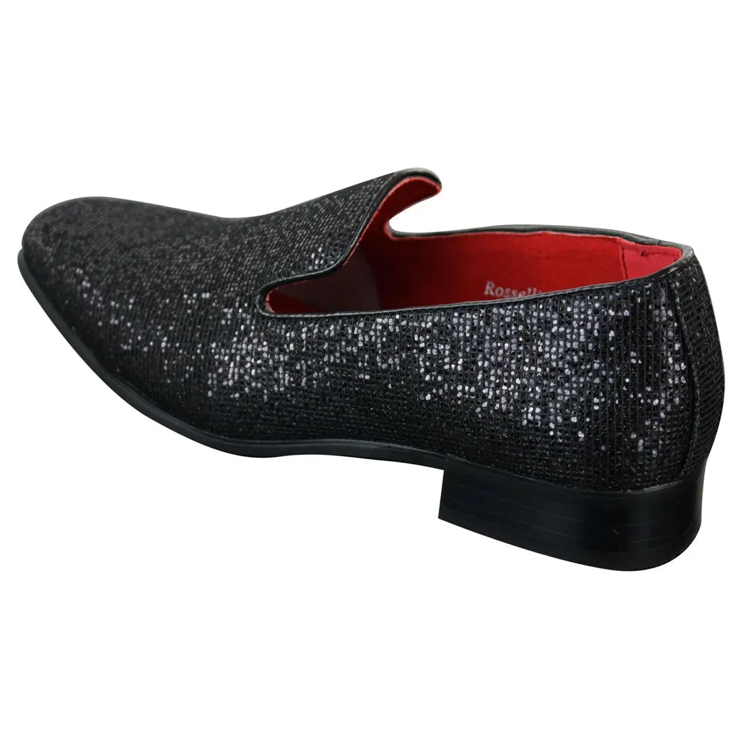 Scarpe Formali da Uomo senza Lacci in Finta Pelle PU e Glitterati