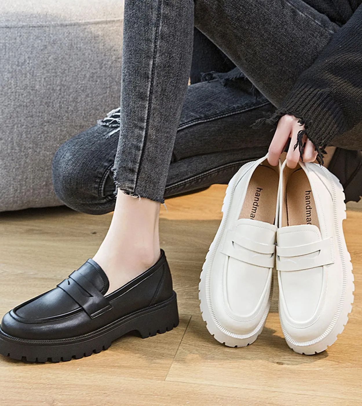 Scarpe primavera estate donna stile britannico 2022 nuovi mocassini casual stile college con suola spessa scarpe moda in vera pe