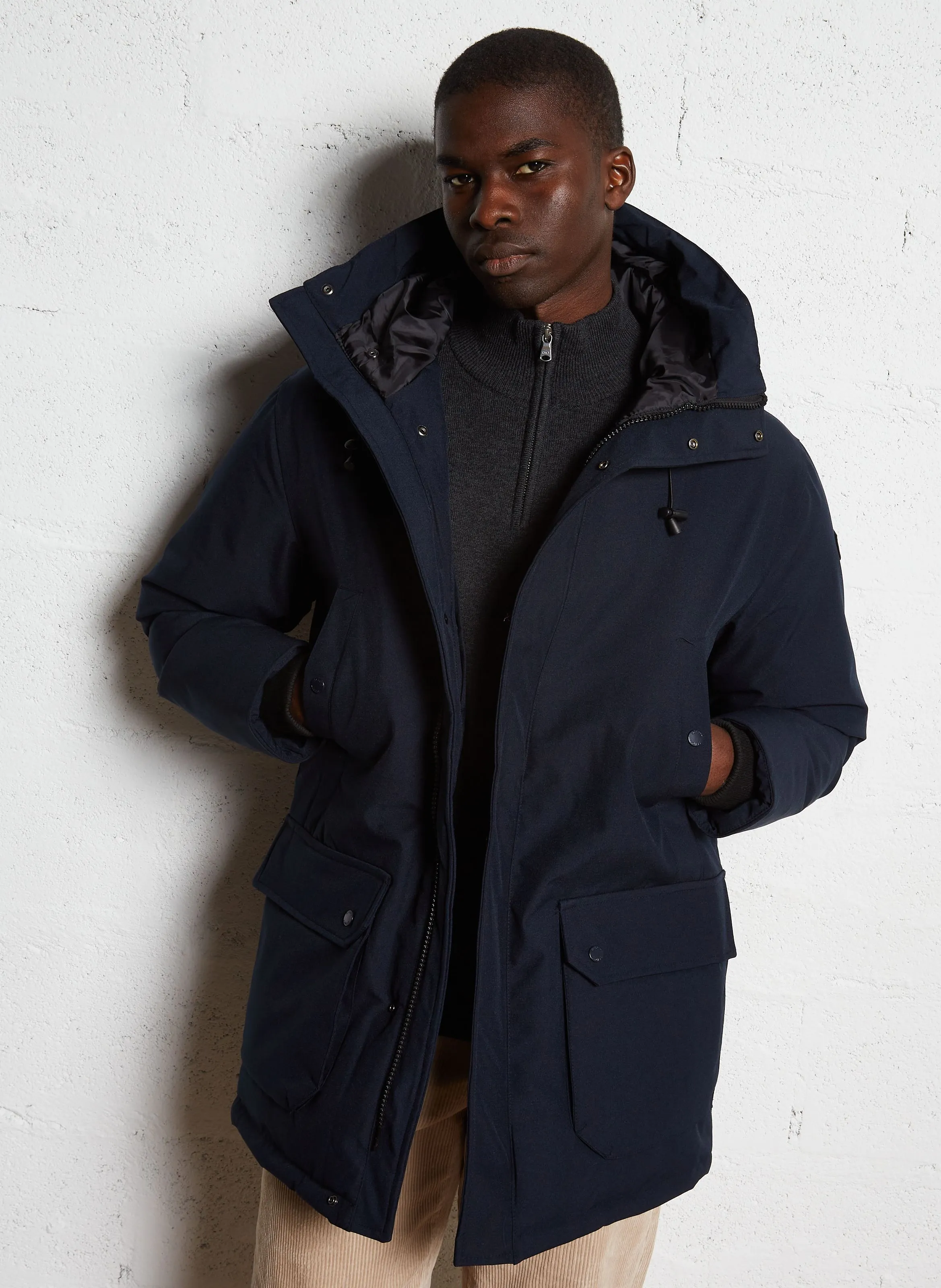  SCHOTT   Cappotto a collo alto con cappuccio | Blu