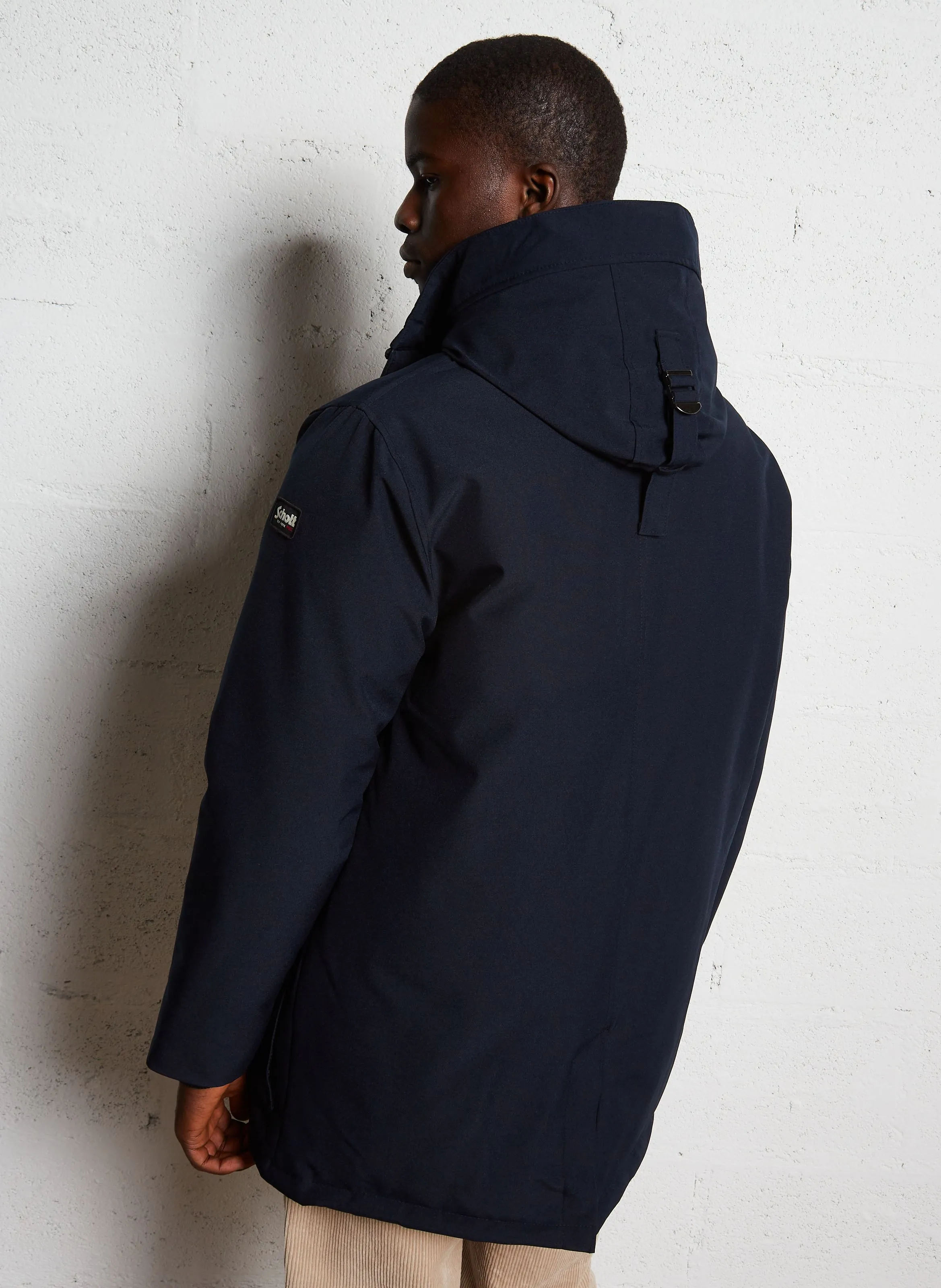  SCHOTT   Cappotto a collo alto con cappuccio | Blu