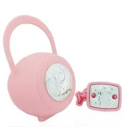 Set 2 pezzi elefante laminato argento, box e pinza portaciuccio. accessori ciuccio prima infanzia