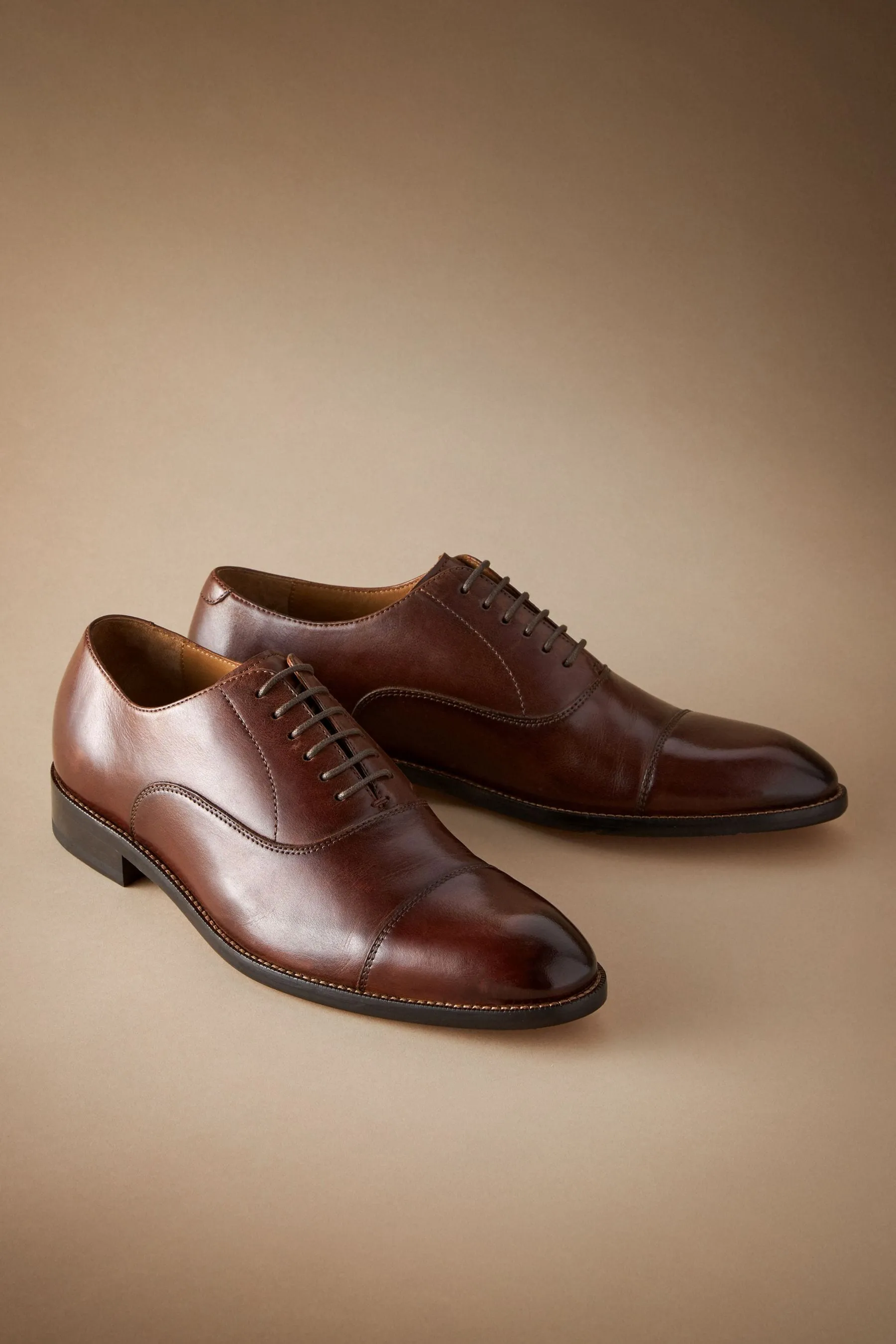 Signature - Scarpe Oxford cap toe con punta rinforzata e suola in pelle    