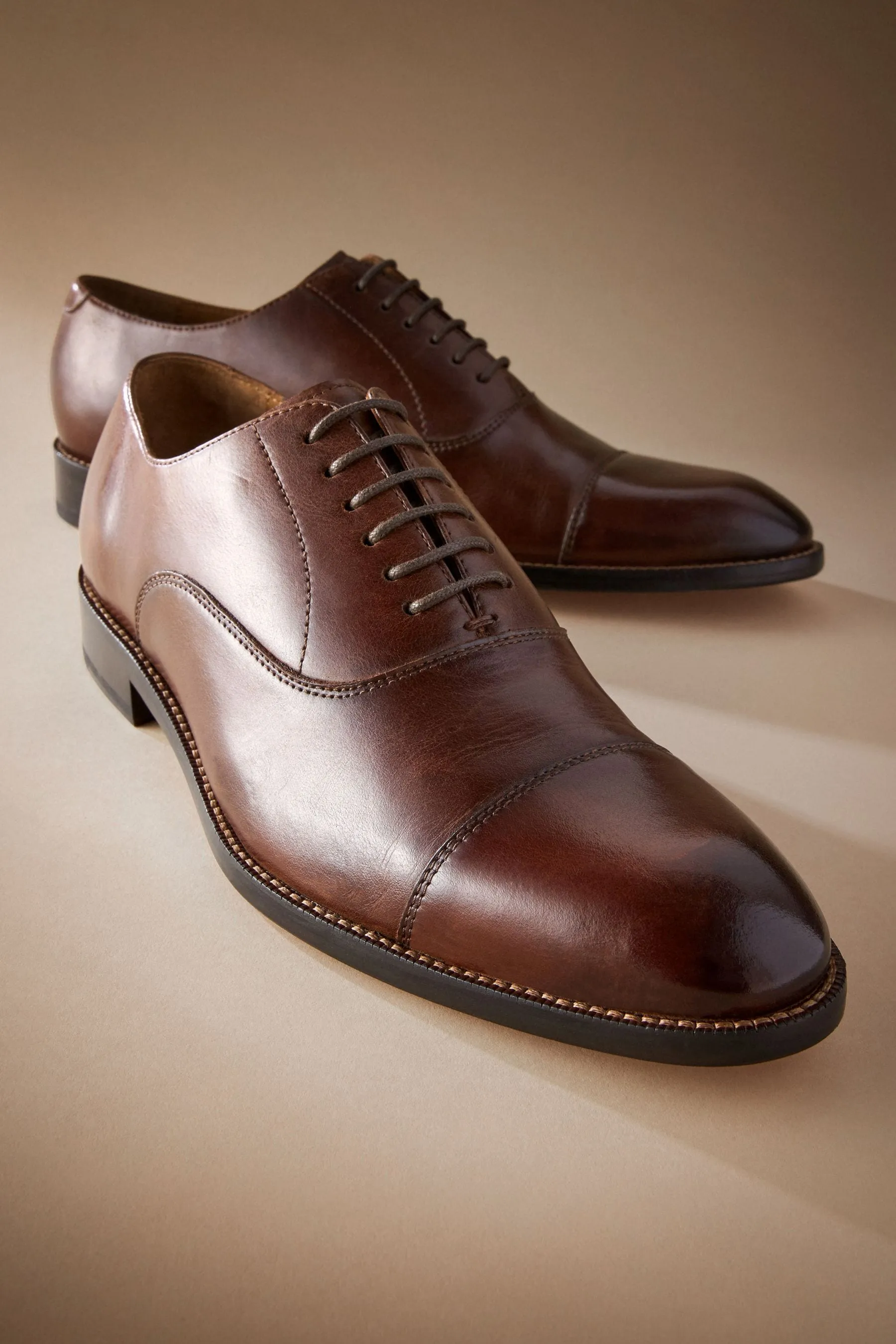Signature - Scarpe Oxford cap toe con punta rinforzata e suola in pelle    