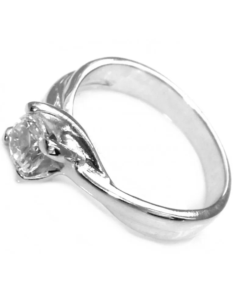 Solitario argento 925 zircone da 5 mm taglio brillante anello misura 11