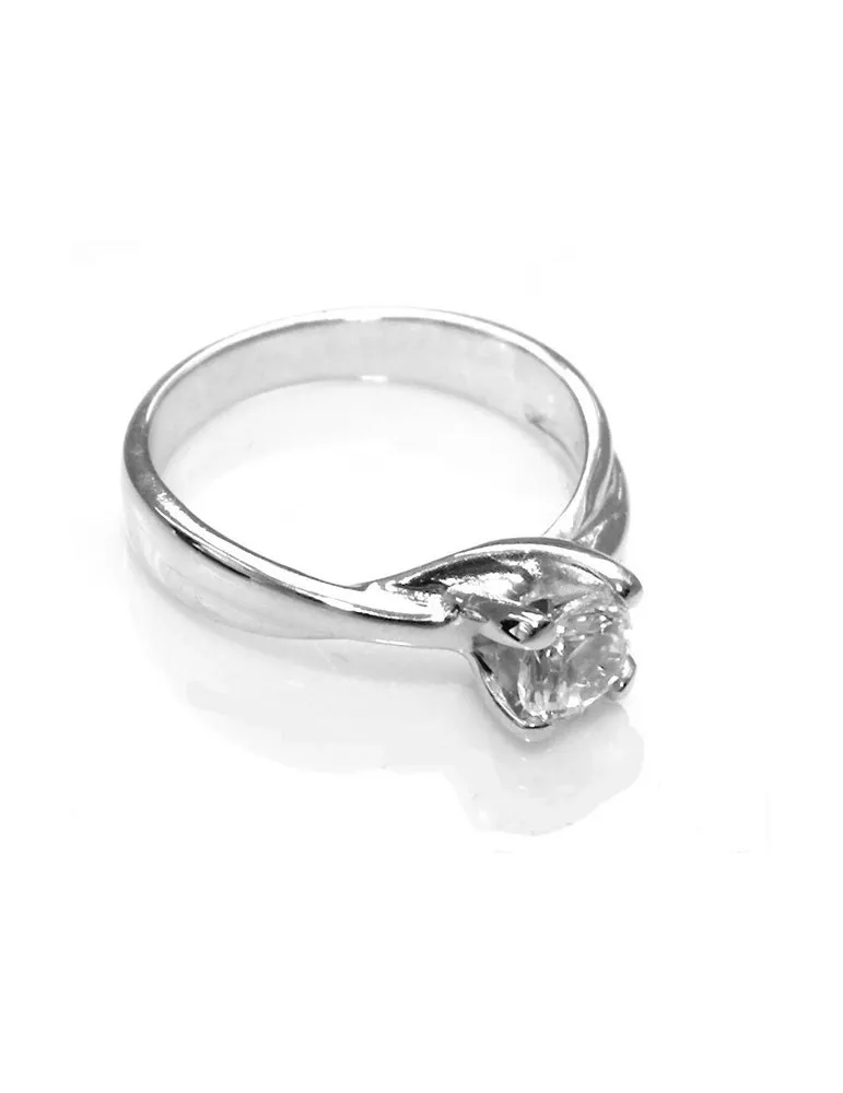 Solitario argento 925 zircone da 5 mm taglio brillante anello misura 11