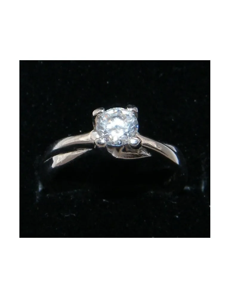 Solitario argento 925 zircone da 5 mm taglio brillante anello misura 11