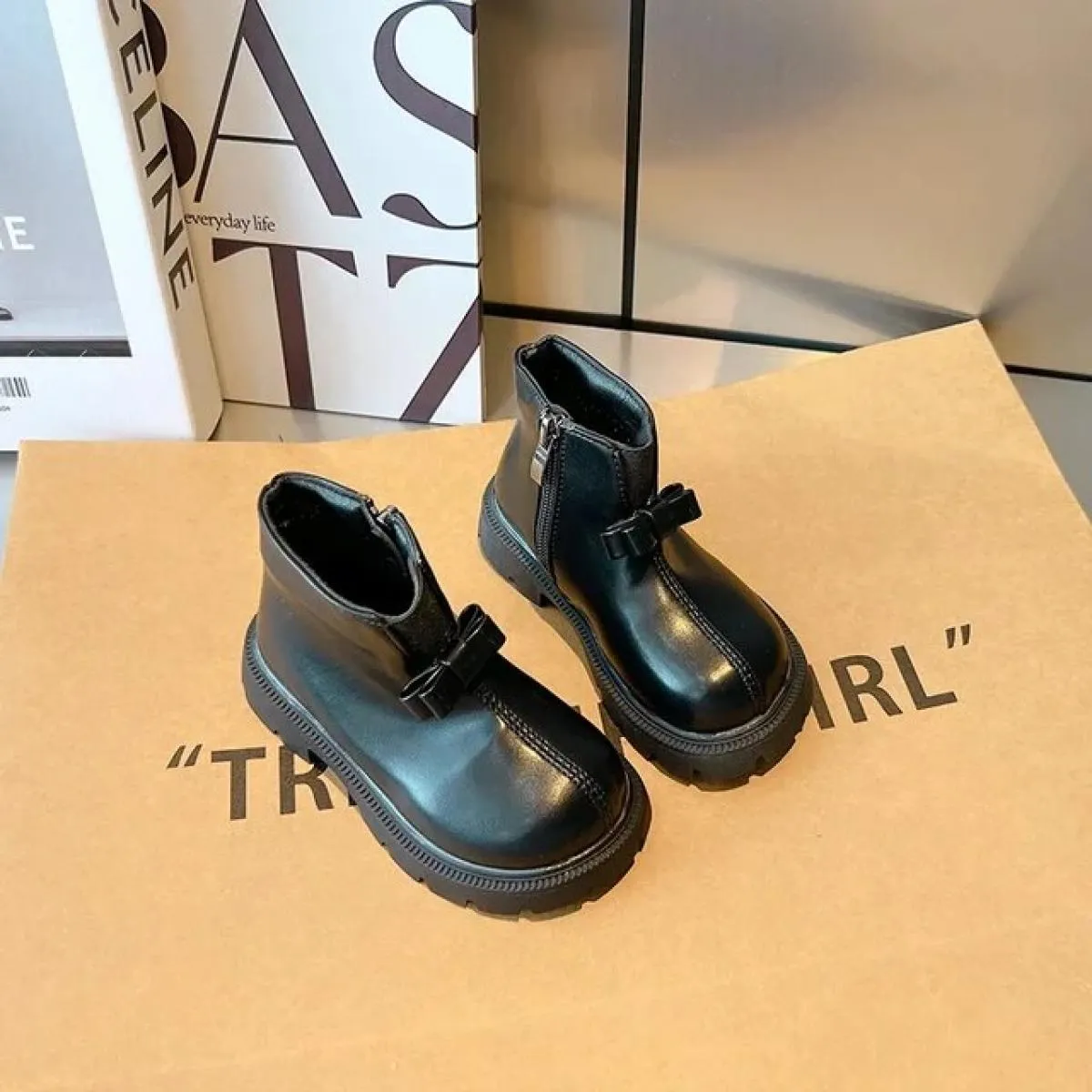 Stivaletti Bowknot alla moda Scarpe da principessa per ragazze Nuovo 2024 Stivaletti semplici antiscivolo per bambini Stivali ca