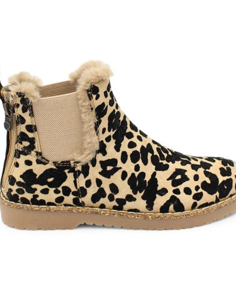 Stivaletti casual da donna leopardati Slip On Cerniera posteriore Comfort Sole Stivaletti alla caviglia da donna Spessa peluche