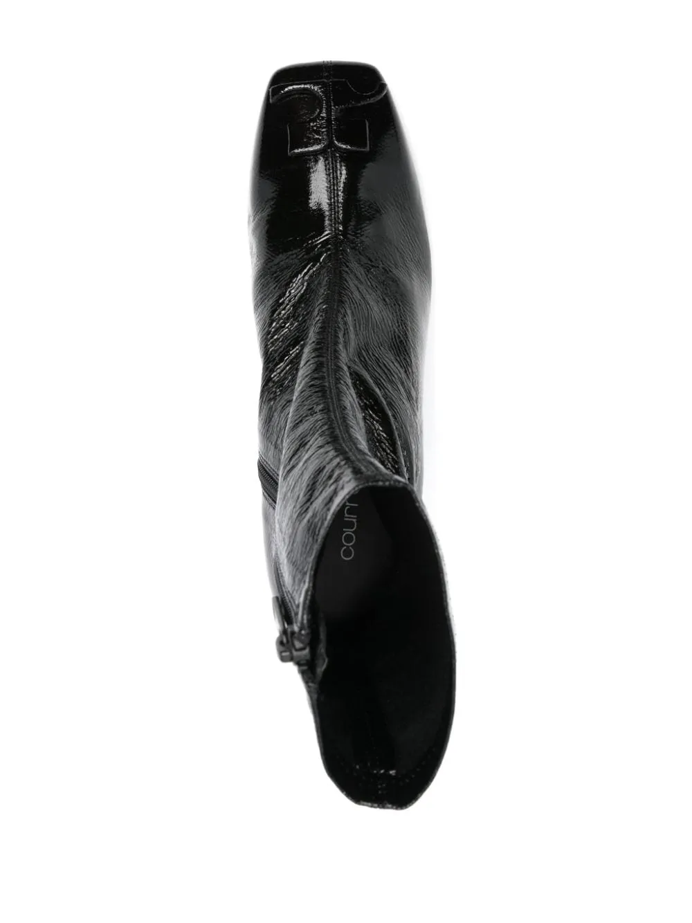 Stivaletti con applicazione logo in nero Courrèges - donna