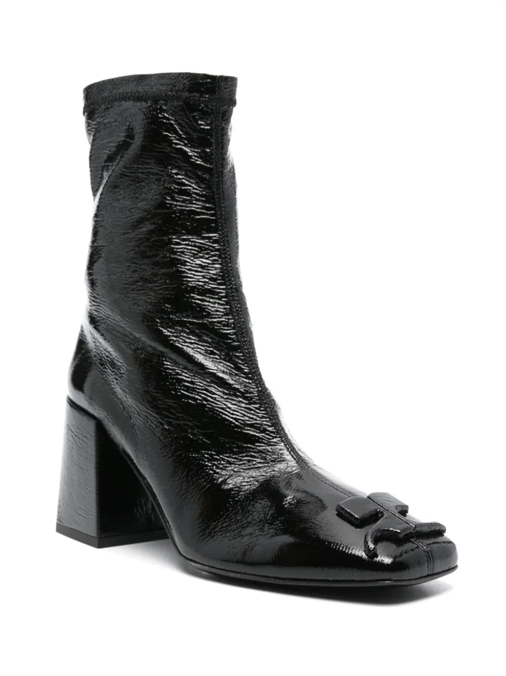 Stivaletti con applicazione logo in nero Courrèges - donna