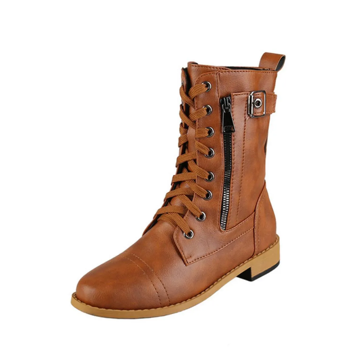 Stivaletti con zip autunnali da donna Stivaletti con fibbia nuovi originali da donna Moda femminile Appartamenti casual Calzatur