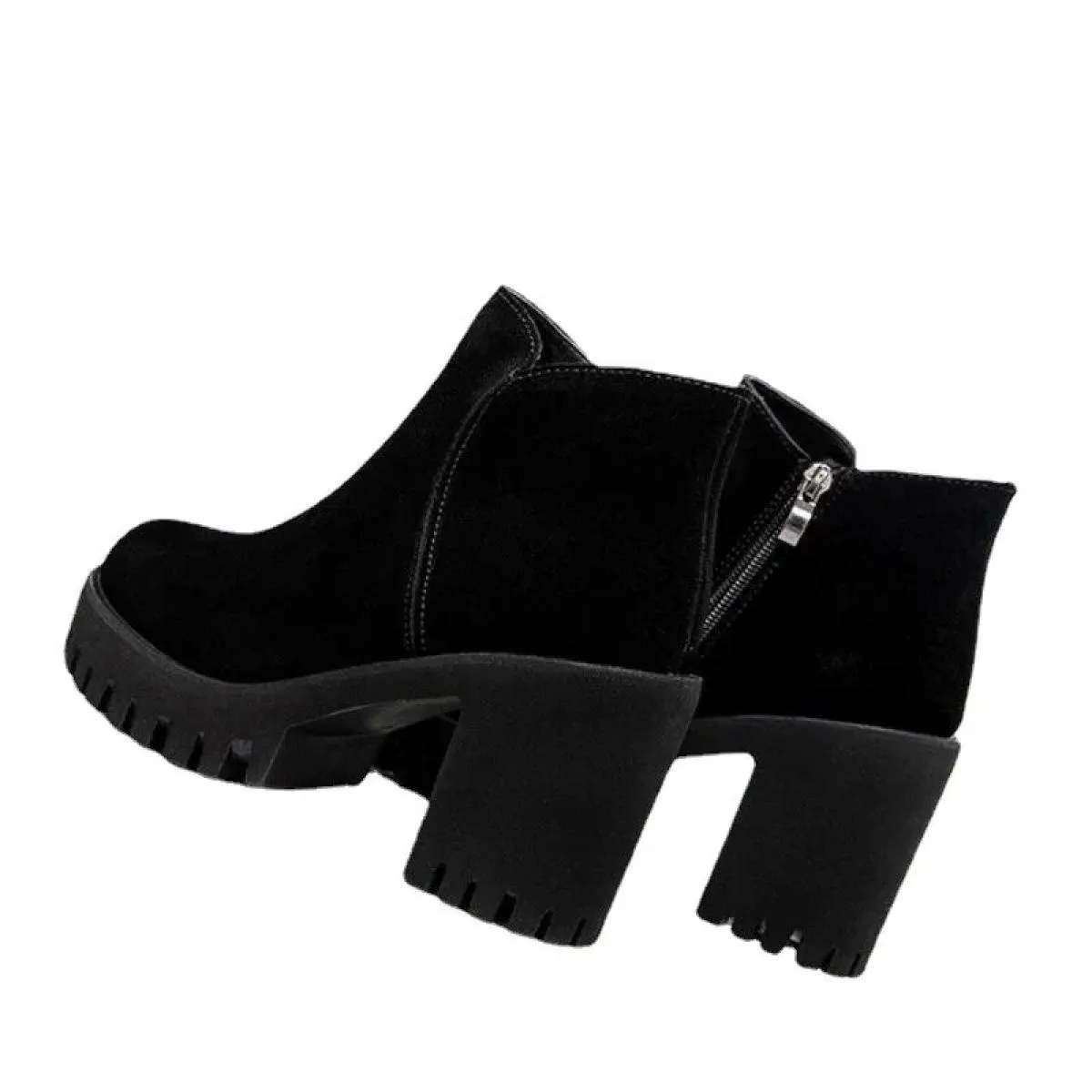 Stivaletti in pelle scamosciata elastica alla caviglia alla moda Tacchi alti invernali Stretch Stivaletti autunnali da donna Pun