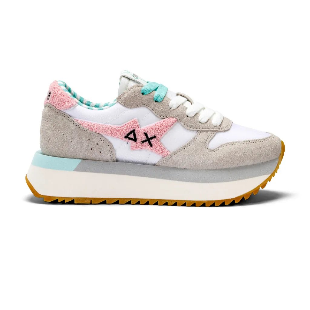 Sun 68  ---------    ------------ Z34215-01 sneaker donna  bianca Big Stargirl Sponge Logo PE24