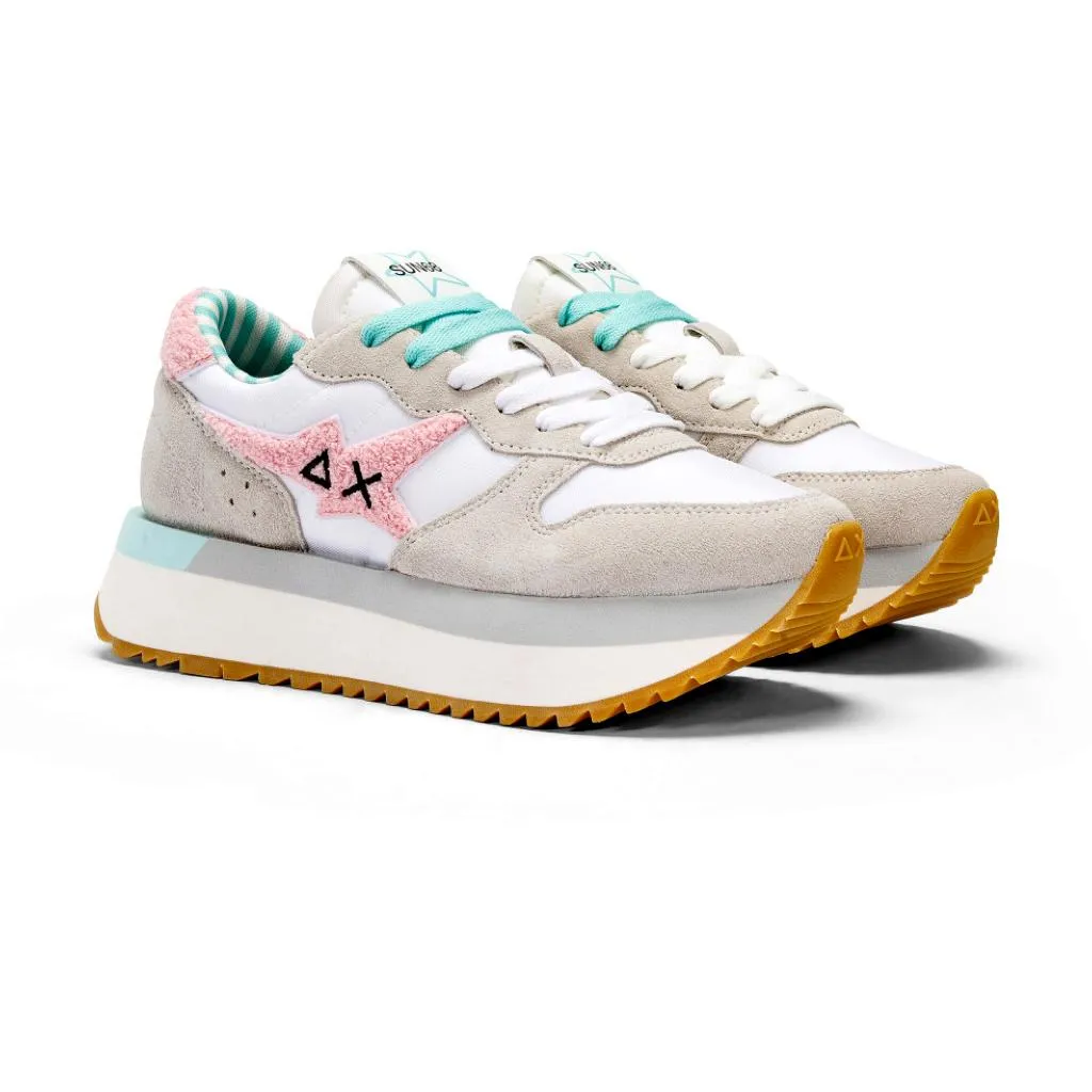 Sun 68  ---------    ------------ Z34215-01 sneaker donna  bianca Big Stargirl Sponge Logo PE24