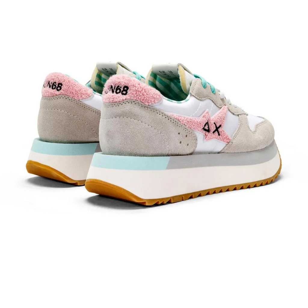 Sun 68  ---------    ------------ Z34215-01 sneaker donna  bianca Big Stargirl Sponge Logo PE24