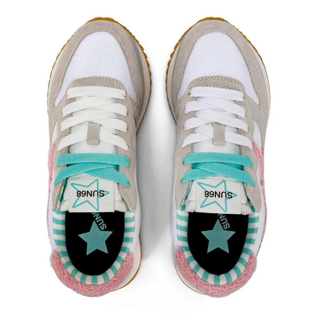 Sun 68  ---------    ------------ Z34215-01 sneaker donna  bianca Big Stargirl Sponge Logo PE24