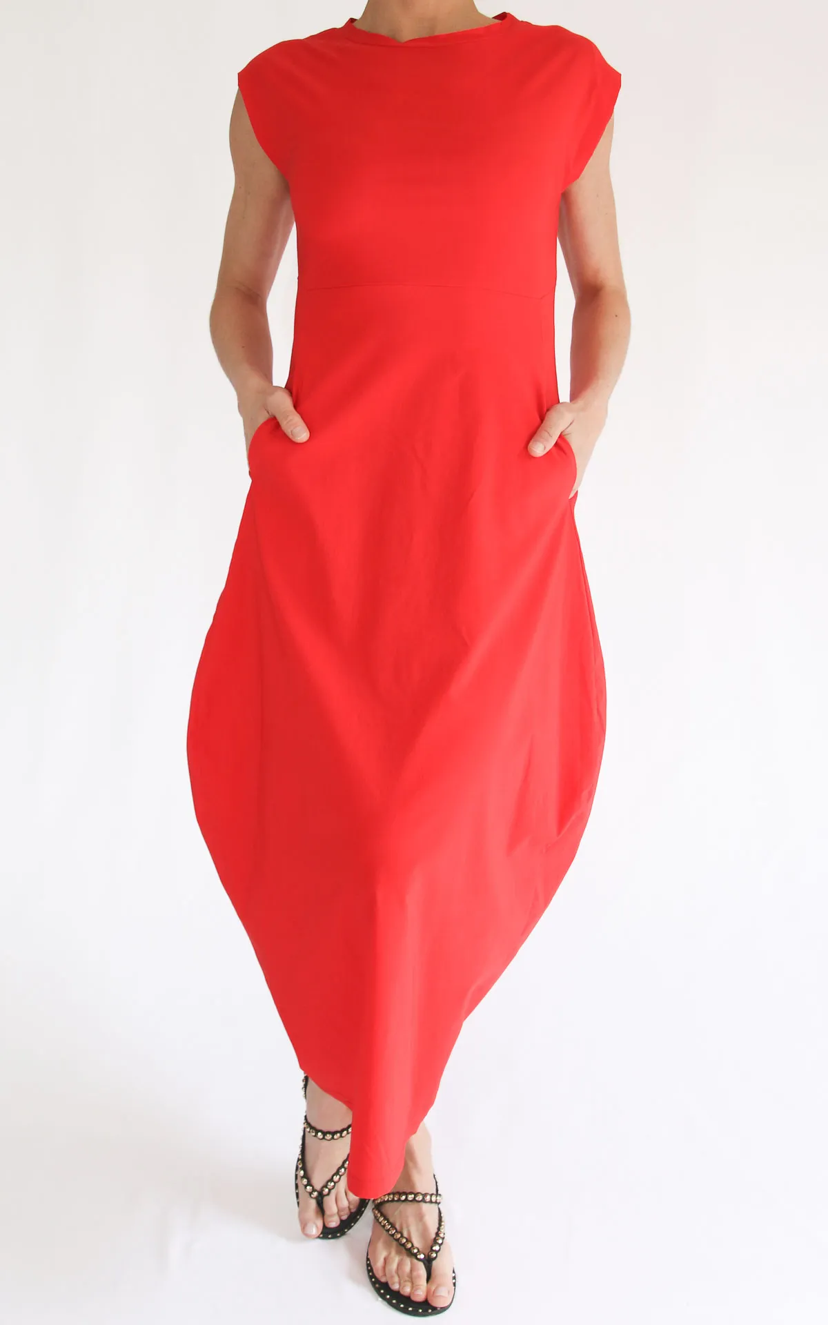 Susymix – Abito lungo ovetto con tasche – Rosso