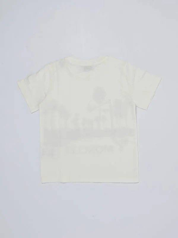 T-shirt bambino Moncler in cotone con stampa basket Bianco