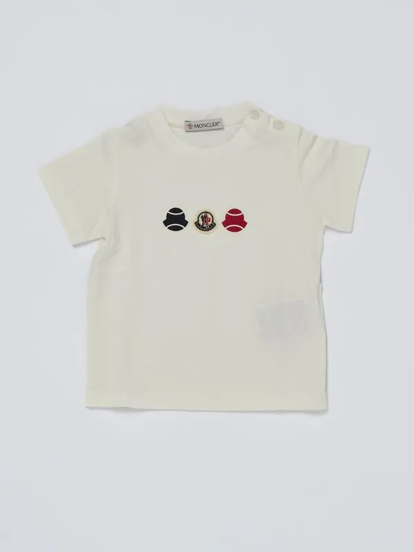 T-shirt bambino Moncler in cotone stretch con logo Bianco