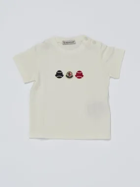 T-shirt bambino Moncler in cotone stretch con logo Bianco