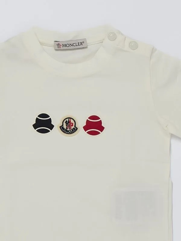 T-shirt bambino Moncler in cotone stretch con logo Bianco