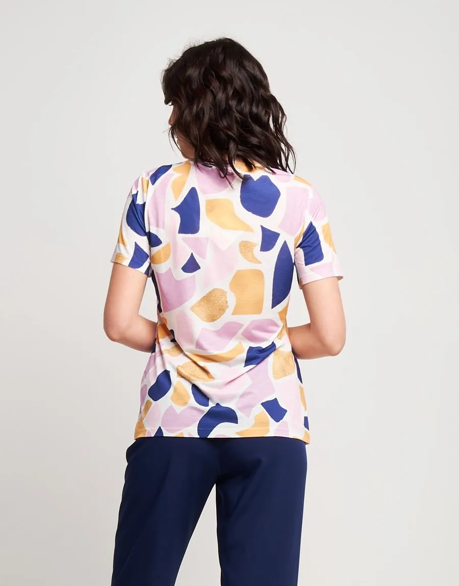 T-shirt fantasia con patch di paillettes