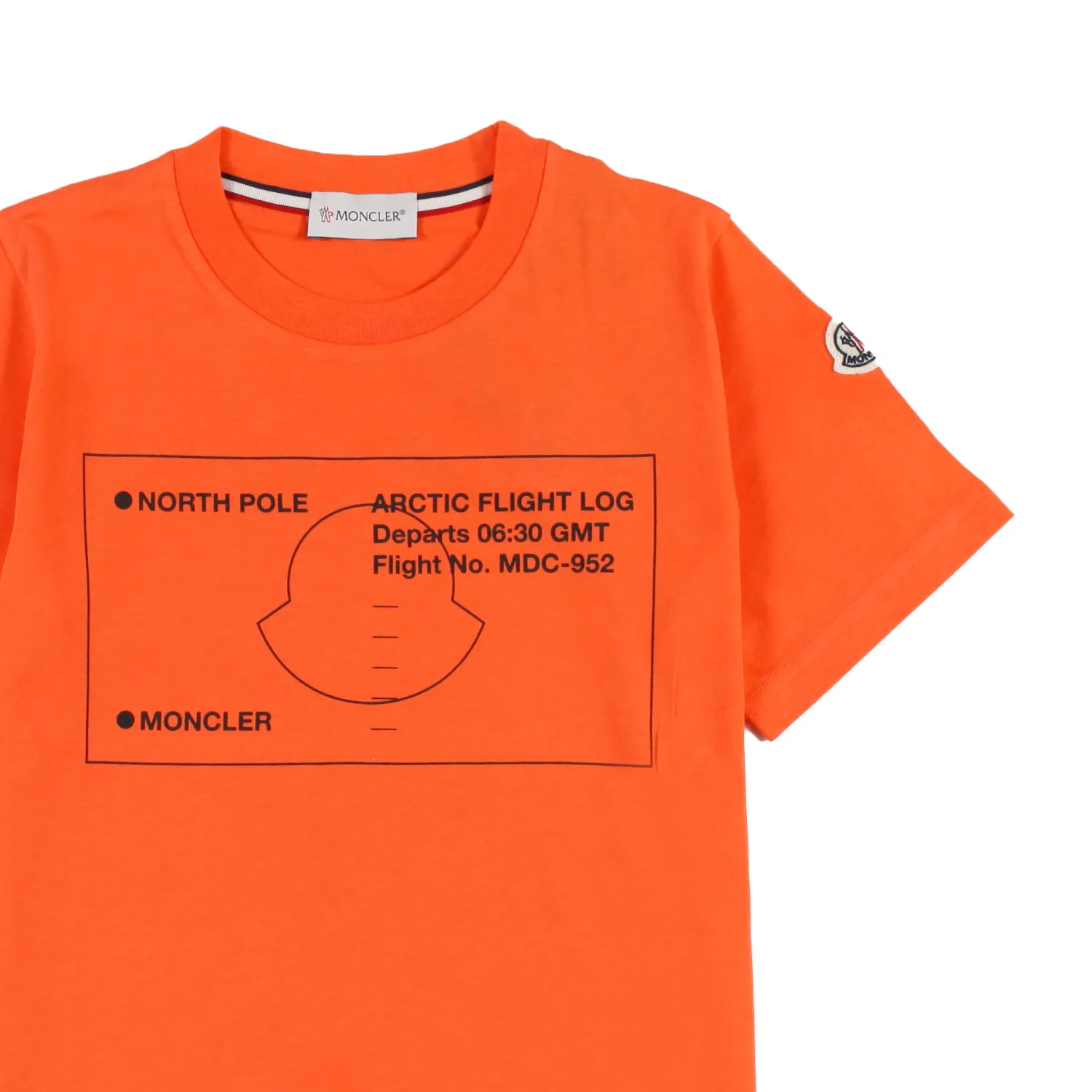 T-Shirt Moncler Arancione Con Stampa North Pole