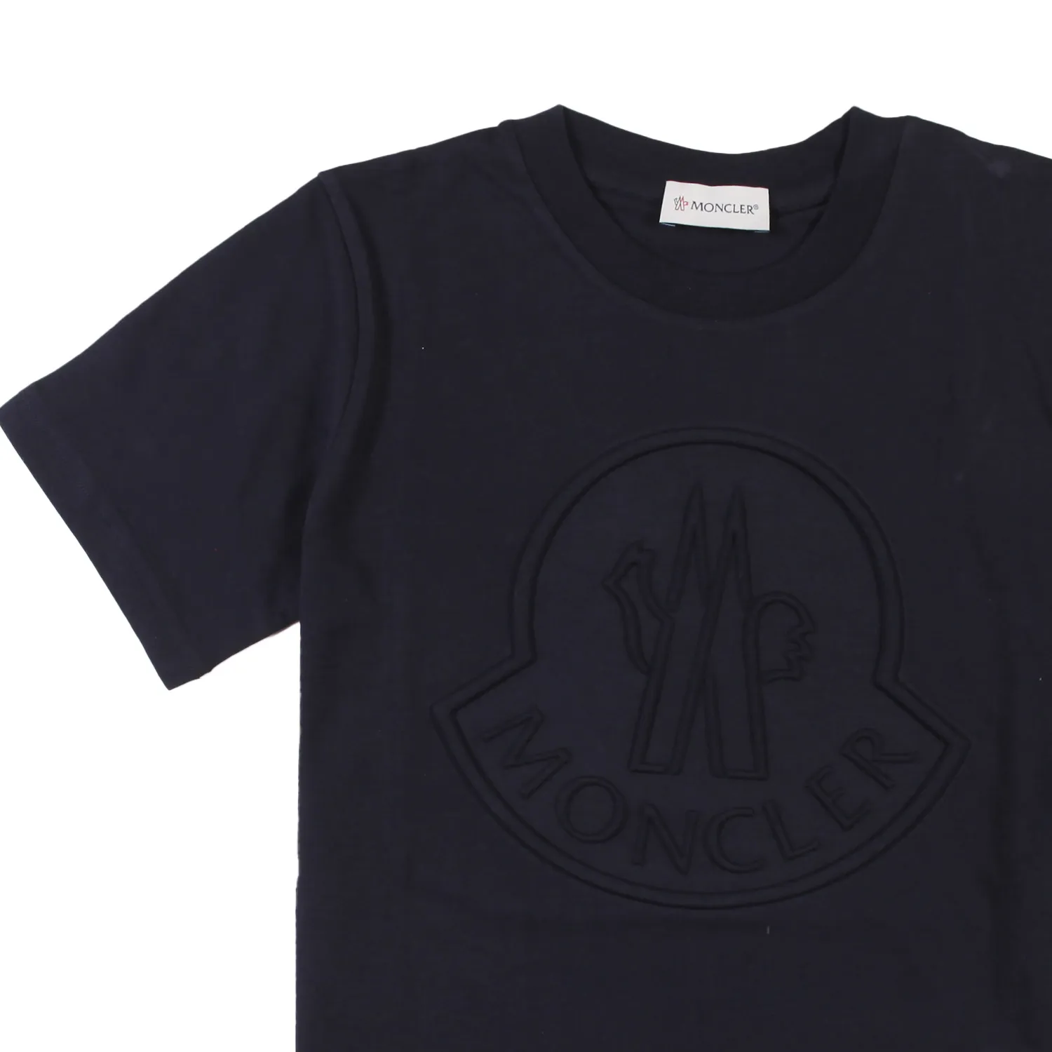 T-Shirt Moncler Blu Navy Con Logo Goffrato