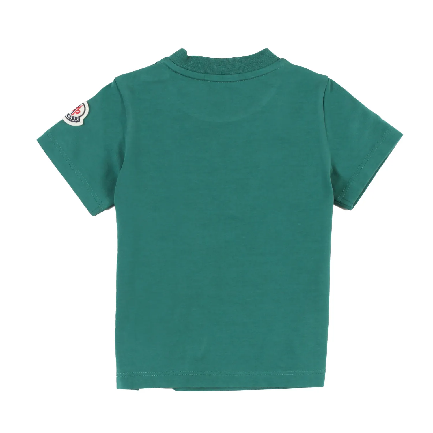 T-Shirt Moncler Verde Con Maxi Stampa Bianca Bimbo