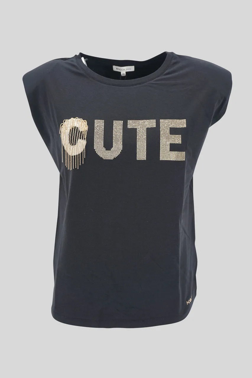 T-shirt with applications / Black